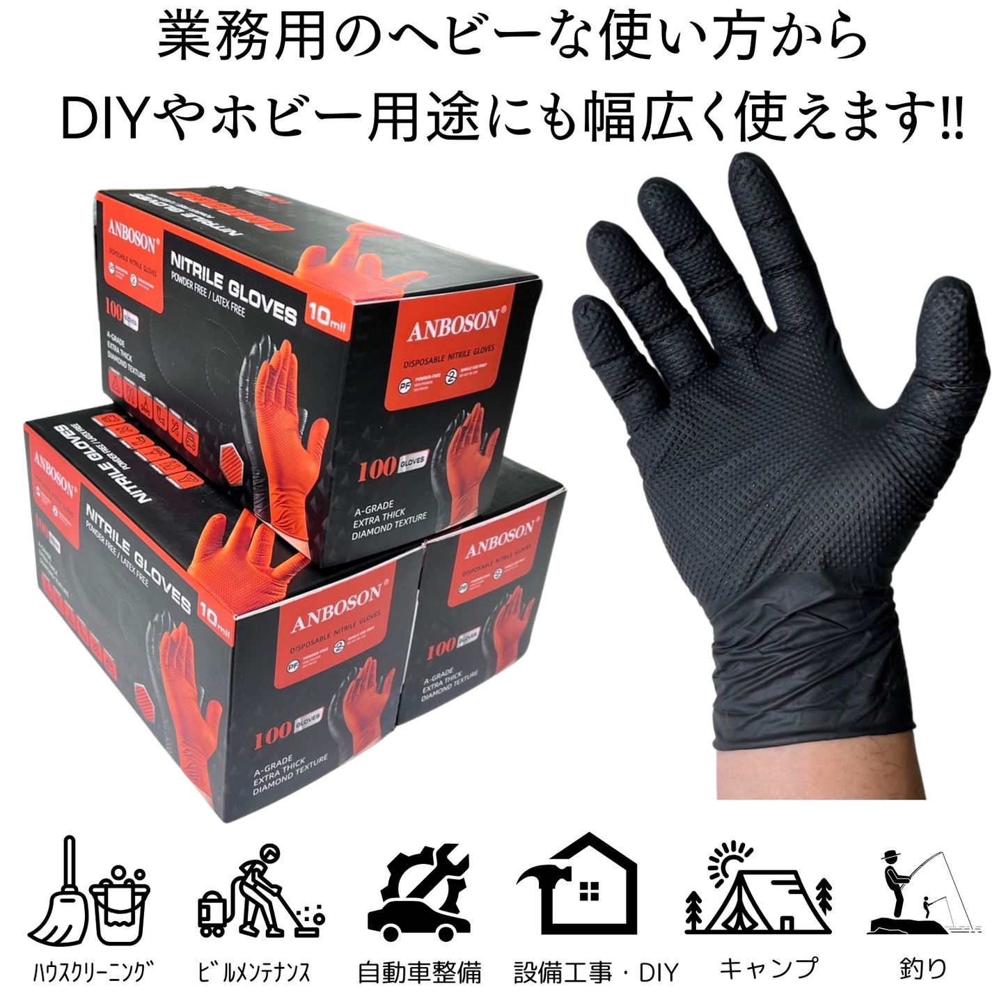 真・極厚ニトリルグローブ(100枚入/箱)